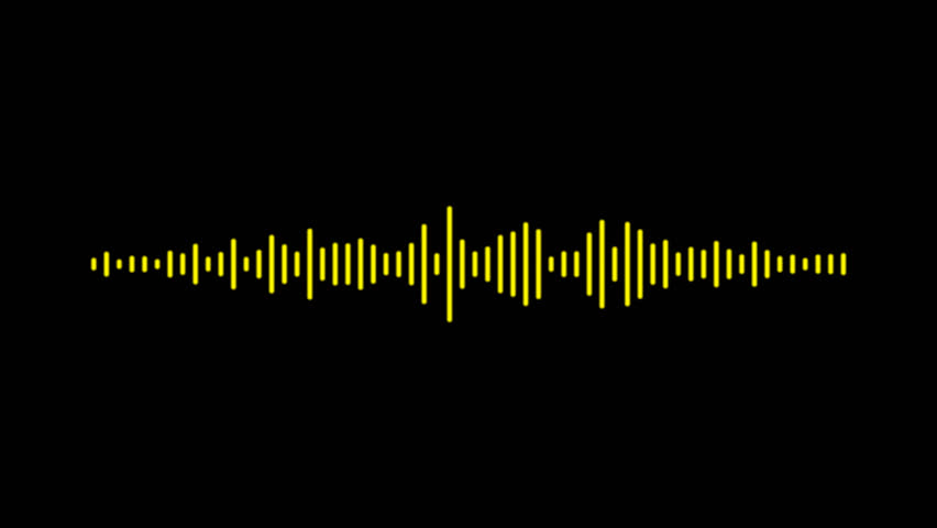 Colorful sound wave animation. Yellow, red and violet audio waveform pulse on transparent background with alpha channe. Music equalizer abstract motion design.