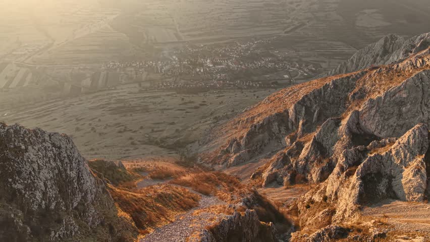 Aerial scenic footage over the Occidental Carpathians, Transylvania, Romania, Europe