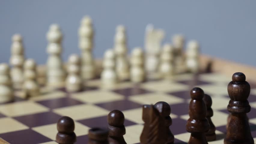 Shot of full chessboard showing all the pieces.