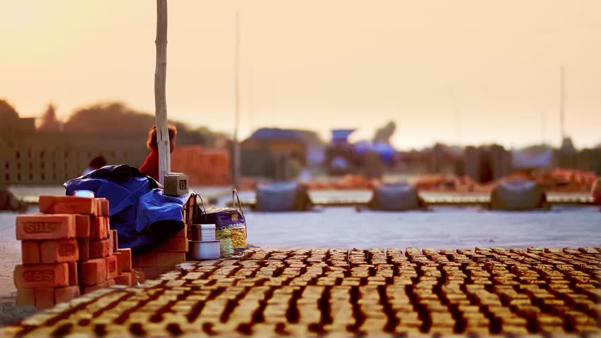 kid playing in industrial working area and exposing hapiness activity