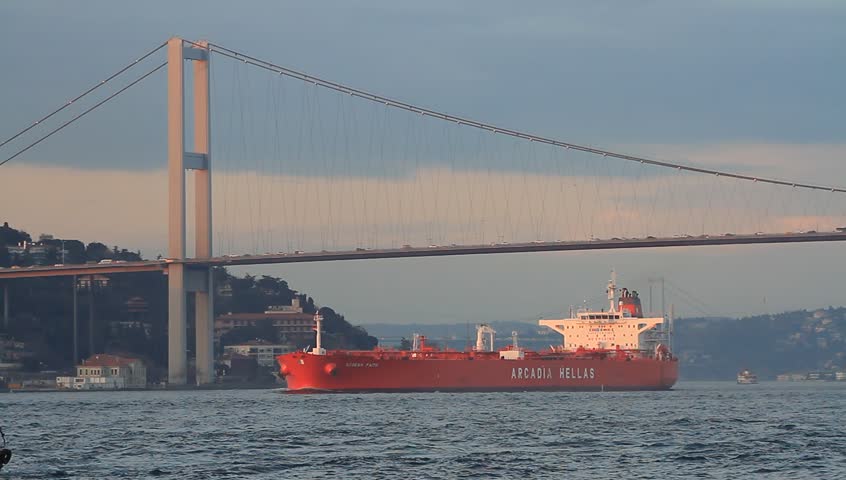 ISTANBUL - MAR 28: Crude oil tanker ship AEGEAN FAITH (IMO: 9232888, Liberia) on