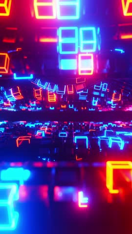 Neon Cube Wave. Vertical looped animation.