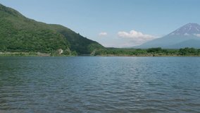 Mt. Fuji over Lake Shoji in Summer (PANNING): Lake Shoji is one of the Fuji Five Lakes located in Yamanashi Prefecture, Japan - Powered by Shutterstock - Get 15% off with code: PIKWIZARD15
