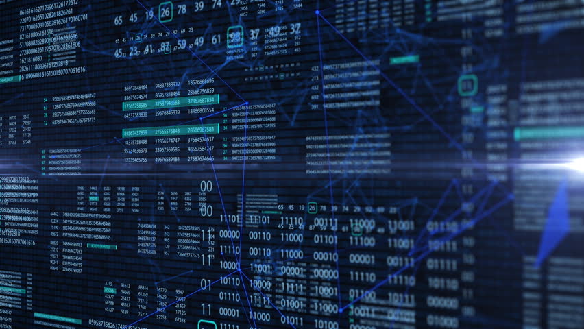 Digital Binary Code Futuristic User Interface Background. Number Random System Selection Realtime Technology Interface Processing 4K Motion.