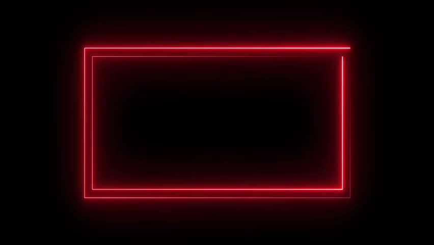Abstract neon rectangle. Neon rectangle border frame, Seamless loop background.