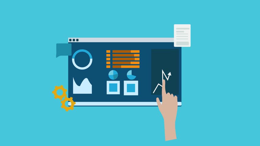 manage your data with online platform for easy work, business data manage concept, 2d high resolution animation video