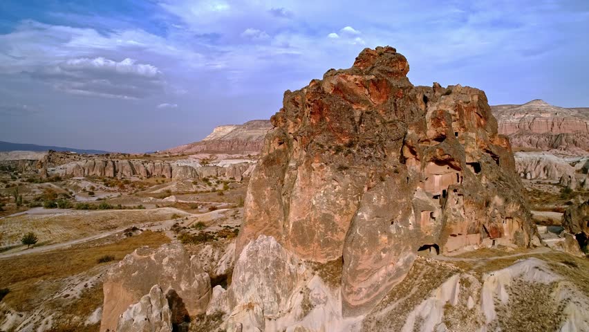 "Aerial View of Historical Cappadocia Cave Dwellings"