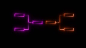 Glowing neon or outline championship single elimination tournament bracket or tree diagram isolated on neon . Fields for 8 players or teams, 4 from each side. It is suitable for all kinds of sports. - Powered by Shutterstock - Get 15% off with code: PIKWIZARD15