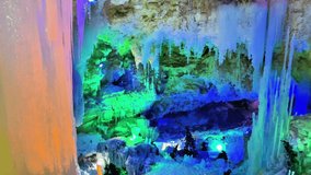 Amazing illuminated ice cave,beautiful ice cave. - Powered by Shutterstock - Get 15% off with code: PIKWIZARD15