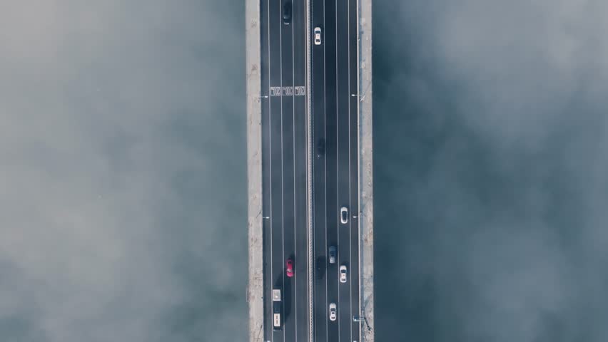 Aerial View Sea Fog Yeongjong Grand Bridge