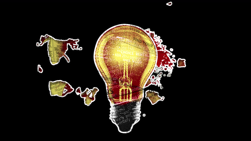 Idea Light Bulb concept - Collage paper cut-out isolated with alpha channel