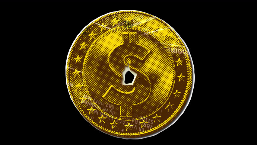 Money Coin symbol - Collage paper cutout animation with alpha channel