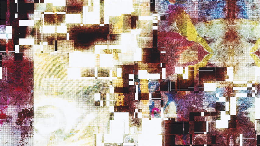 Analog Glitch Art and Digital paper Collage Textures in a Colorful Abstract Dirty Grunge