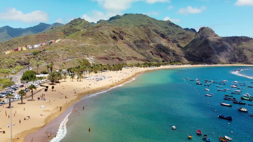 One of the best beaches of Tenerife, Playa de Las Teresitas, Spain, Canary Islands