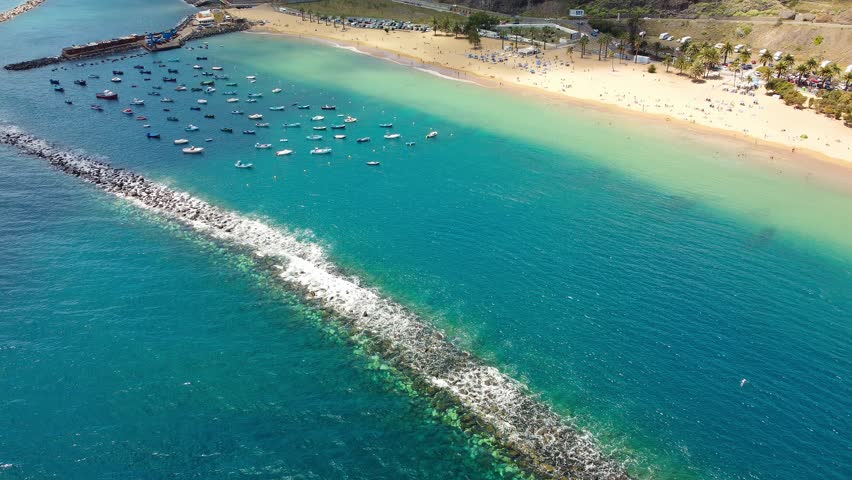 One of the best beaches of Tenerife, Playa de Las Teresitas, Spain, Canary Islands