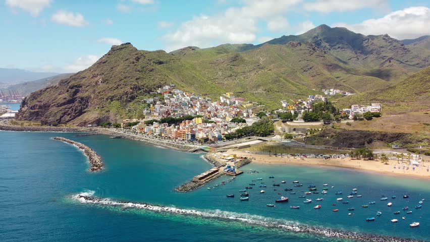 One of the best beaches of Tenerife, Playa de Las Teresitas, Spain, Canary Islands
