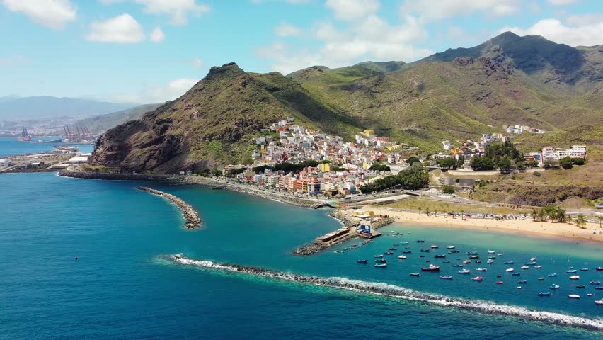 One of the best beaches of Tenerife, Playa de Las Teresitas, Spain, Canary Islands