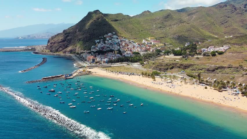 One of the best beaches of Tenerife, Playa de Las Teresitas, Spain, Canary Islands