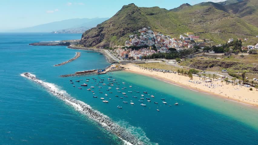 One of the best beaches of Tenerife, Playa de Las Teresitas, Spain, Canary Islands