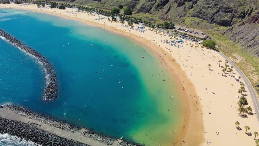 One of the best beaches of Tenerife, Playa de Las Teresitas, Spain, Canary Islands