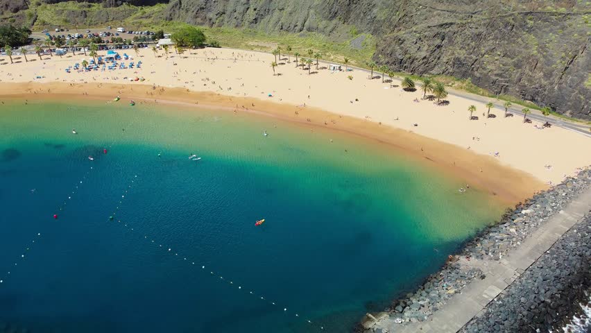 One of the best beaches of Tenerife, Playa de Las Teresitas, Spain, Canary Islands