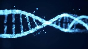  molecule. The double helix is composed of a network of glowing blue particles that illuminate brightly against a dark background, which is subtly textured with faint digital patterns resembling integ - Powered by Shutterstock - Get 15% off with code: PIKWIZARD15