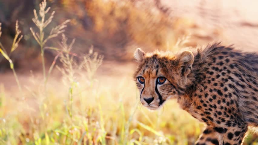 A graceful cheetah prowling through the savanna, showcasing its speed, stealth, and elegance. A powerful wildlife video of the world’s fastest land animal in its natural habitat.