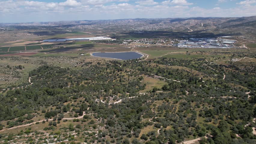 Aerial video above Ayalon Canada Park Rishon LeTsiyon Israel