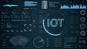 Motion graphic of Blue digital IOT letter logo with head up display (HUD UI) panel and futuristic technology abstract background internet of things video concepts - Powered by Shutterstock - Get 15% off with code: PIKWIZARD15