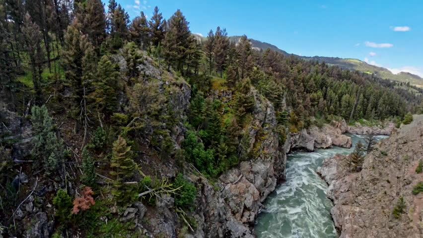 Crossing and Looking down from Hellroaring Bridge in Yellowstone National Park