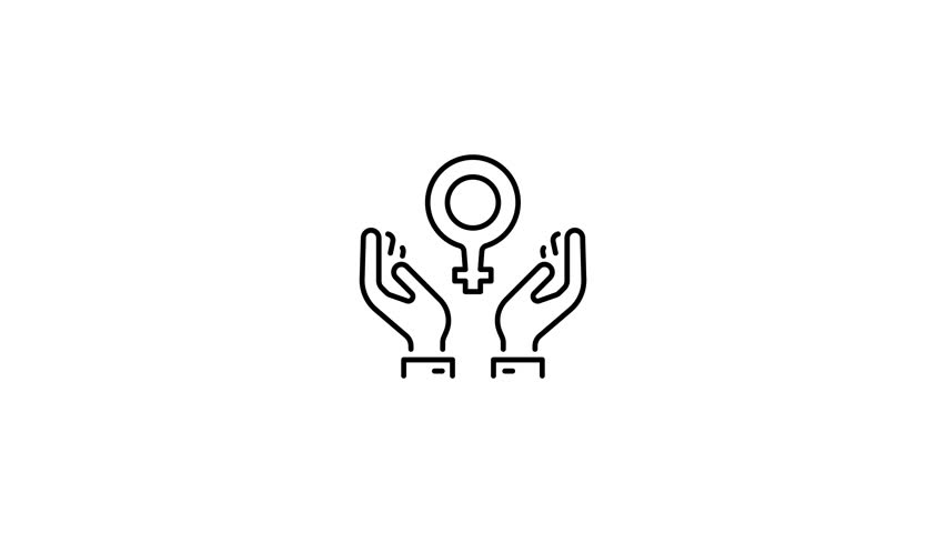 A linear style animated icon of a female symbol 