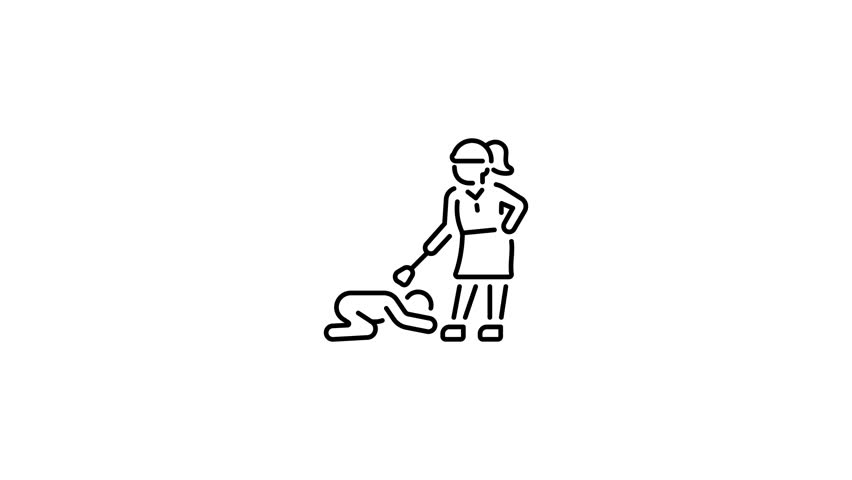 A character making an apology to a female, line style animated icon 
