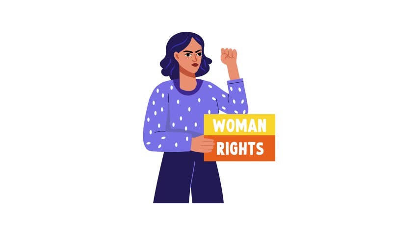 Woman speaking for their rights, flat style animated illustration 