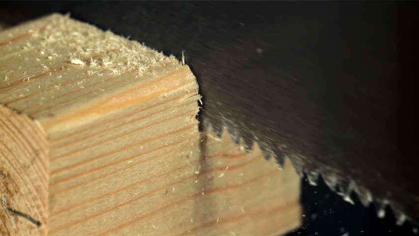 Sawing the board. Filmed on a high-speed camera at 1000 fps. High quality FullHD footage