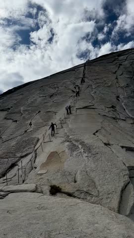 Angled View of Half Dome Cable Ascent and Descent (Yosemite National Park, California, USA)
