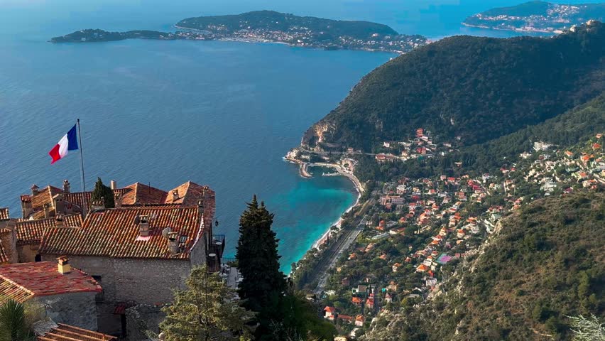 Exotic garden Jardin Exotique d'Eze in the village of Eze Provence, Alps, Cote d'Azur France February 27, 2025. High quality 4k footage