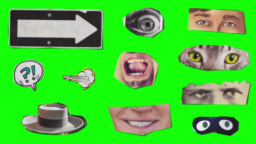 This clip features 74 animated magazine cutouts for your mixed media animations. Each element plays for 2.5 seconds, at 6 frames per second, and they can be looped to last as long as needed.