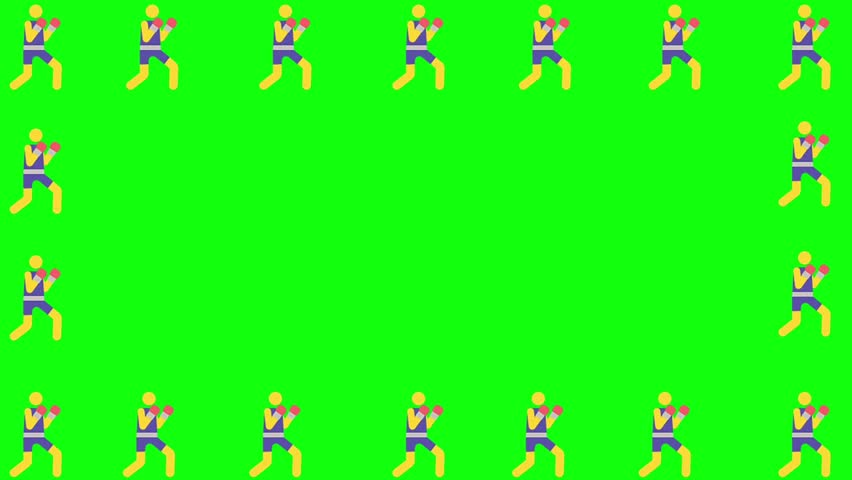 Boxing player icons frame green screen.