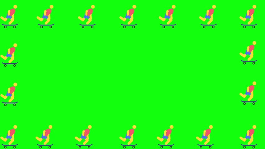 cartoon Character Skating icon green screen.