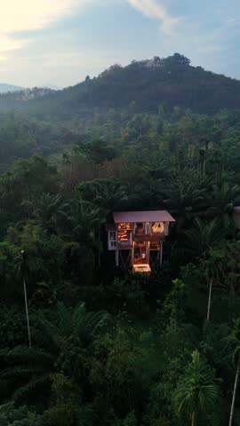 A beautiful treehouse nestled in the heart of Thailand rich rainforest.