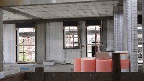 Polystyrene panels combined with wire mesh. Modern house under construction with polystyrene insulation. Insulation materials. Materials for wall insulation. Welded wire reinforcement - Powered by Shutterstock - Get 15% off with code: PIKWIZARD15