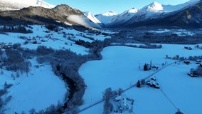 An Aerial view of a beautiful winter landscape in Isfjorden, near Aandalsnes, Norway - Powered by Shutterstock - Get 15% off with code: PIKWIZARD15
