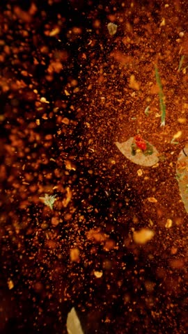 Super Slow Motion Shot of Flying Mix Spices . Filmed on high speed cinema camera , 1000fps .