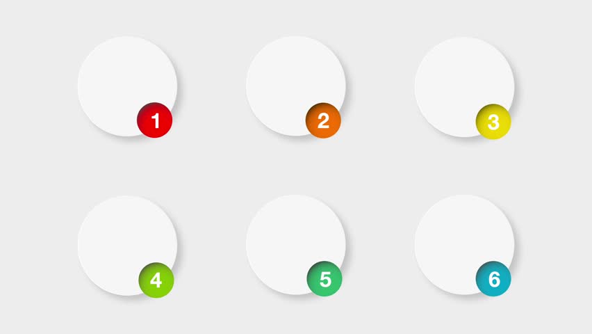 animated video of 6 steps    circle and multicolor label with for marketing infographic, presentation, animation 4k