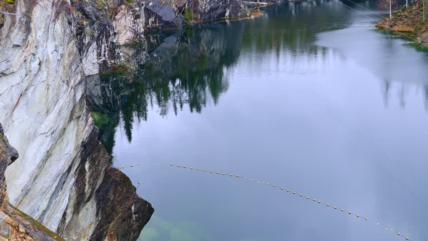 The scenic lake in marble canyon in Karelia Ruskeala Mountain Park