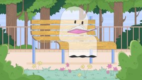 Whimsical ghost reading on park bench peacefully lofi animation cartoon wallpaper. Children fantasy. Relaxing outdoors with book. Lo fi 2D animated background 4k video. Concept chill aesthetic - Powered by Shutterstock - Get 15% off with code: PIKWIZARD15