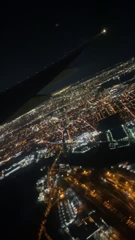 Take off from Newark New Jersey at night. 