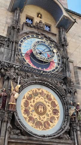 Prague Orloj Clock Astronomical Calendar Dials Close Up