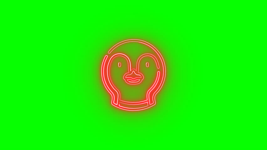 penguin icon animation on green screen background, chroma key 