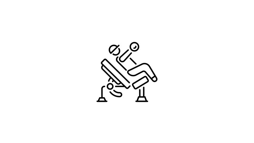 A character doing exercise on a gym bench, line style animated icon 